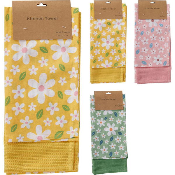 Home styling theedoeken set van 2 stuks 70x45cm 3 assorti
