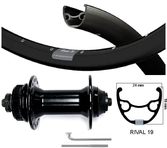 Kgs voorwiel 28 inch (622) rivaliserende 19 spaken RVS centerlock