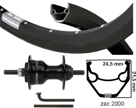 Kgs voorwiel 28 inch (622) zac2000 zwart zilver rollerbrake vaste as
