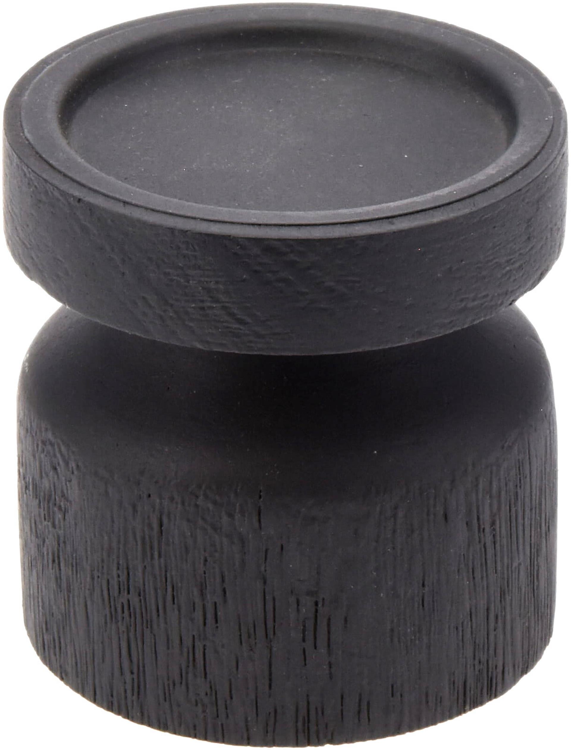 Home styling kandelaar hout zwart 10cm v. stompkaars