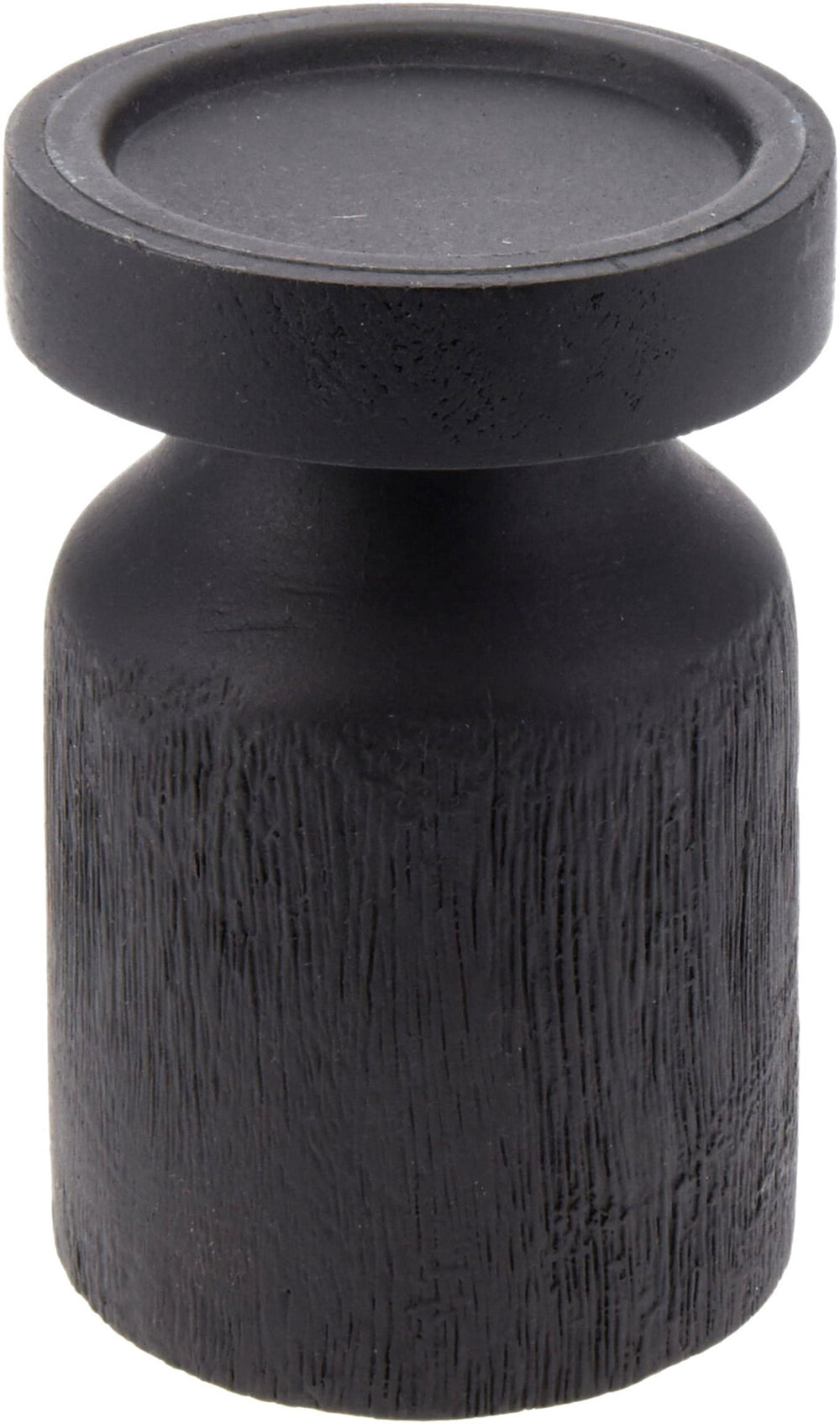 Home styling kandelaar hout zwart 15cm v. stompkaars