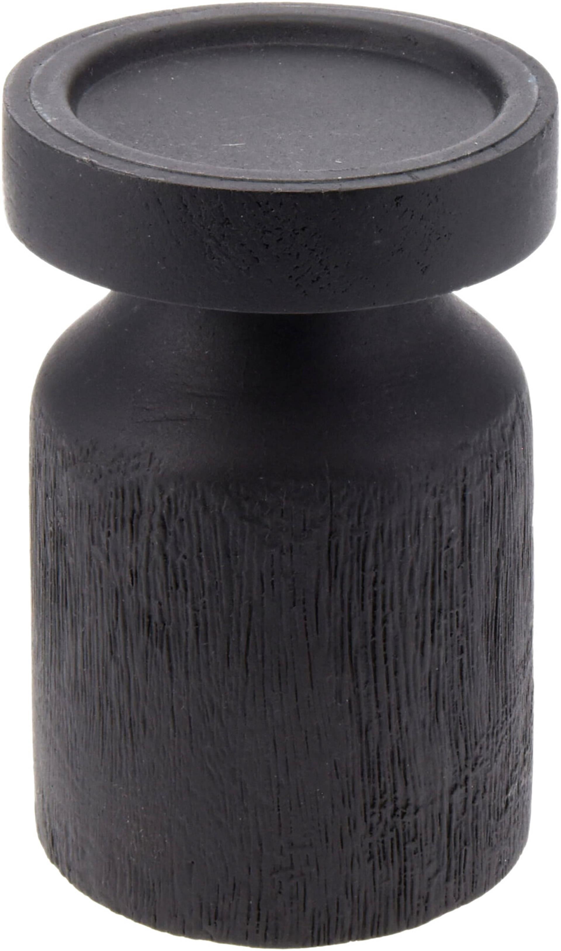 Home styling kandelaar hout zwart 15cm v. stompkaars