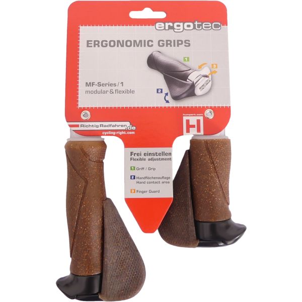 Ergonomisch Handvatysteem - 130mm 87mm - Dura kurk Aluminium - Zwart Bruin