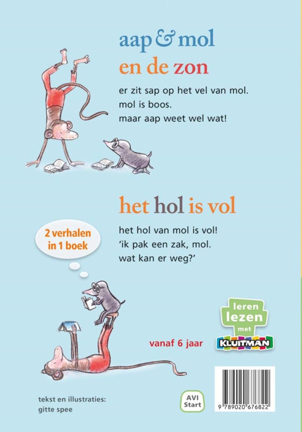 Kluitman aap mol en de zon het hol is vol, 2 verhalen in 1 boek (avi start)