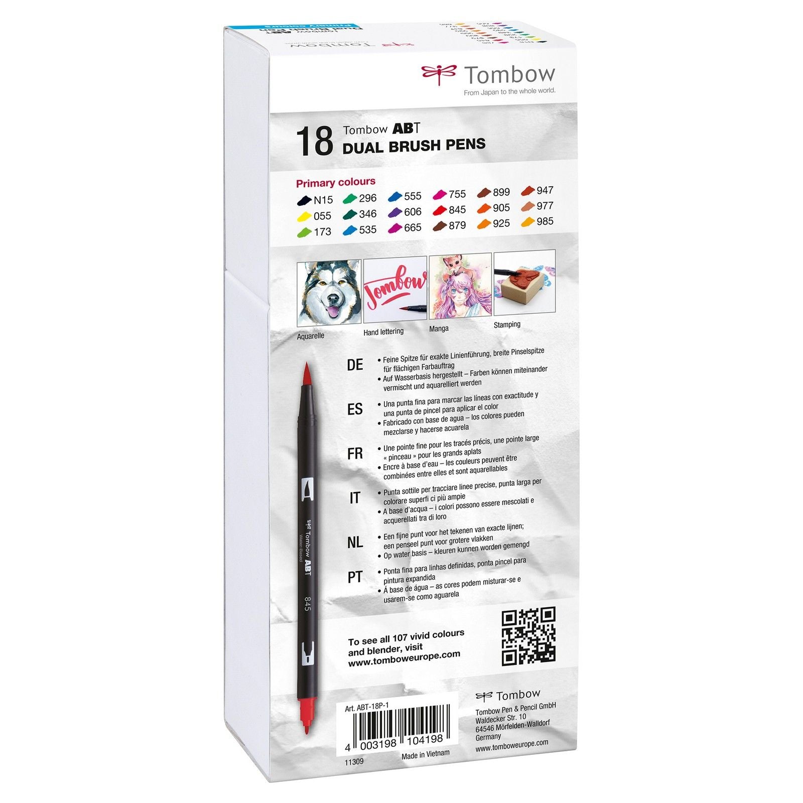 Tombow • brush pen abt dual brush pen 18x primary colors