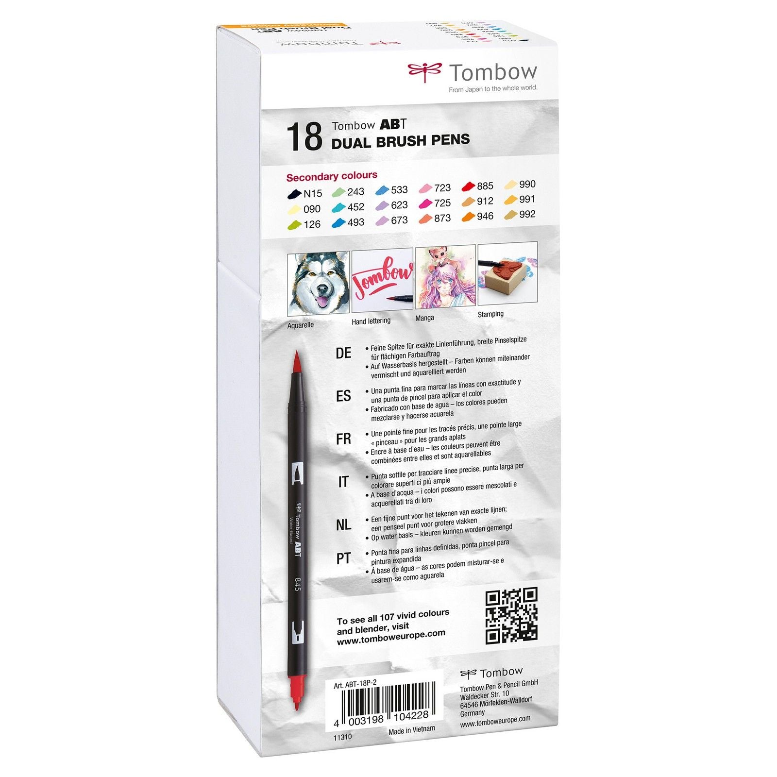 Tombow • brush pen abt dual brush pen 18x secondary colors
