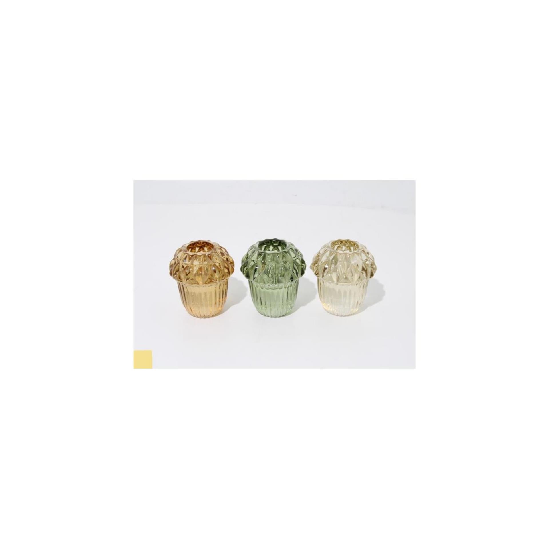 Home styling kandelaar eikel glas 6,4cm