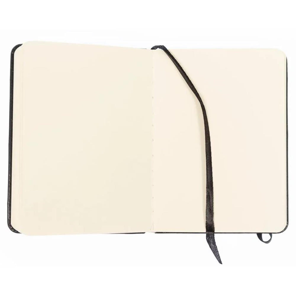 Kangaro schetsboek - a6 - zwart - pu hardcover - met elastiek en lint