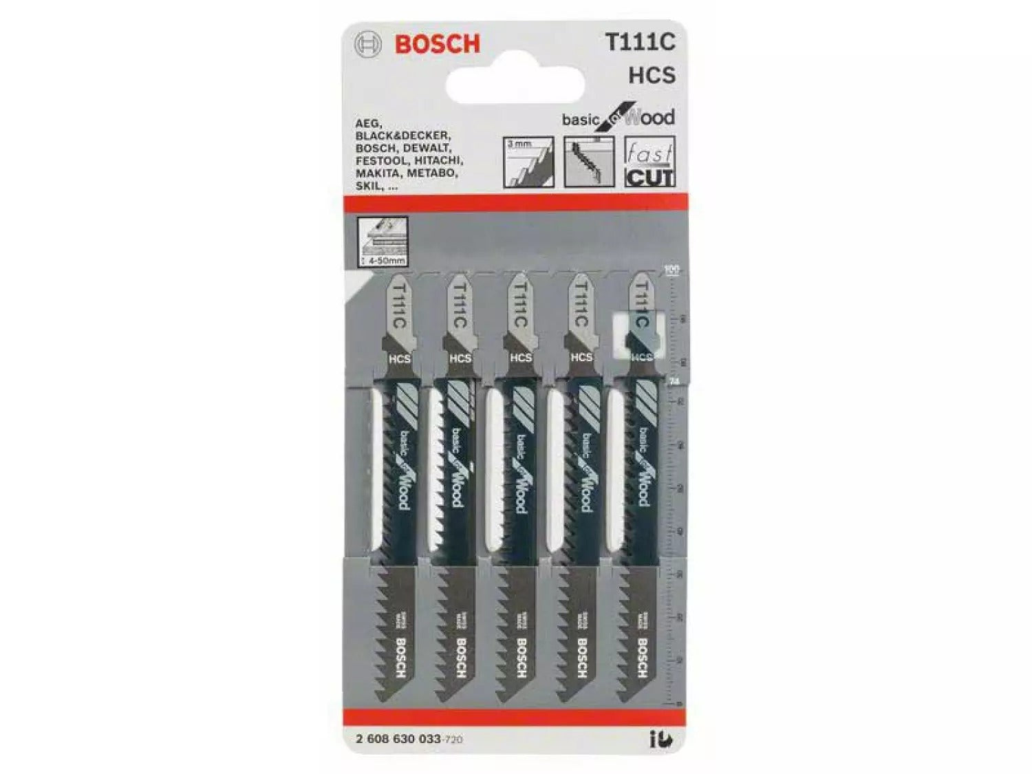 Bosch accessoires 5x basic voor hout decoupeerzaagblad t111c - 2608630033