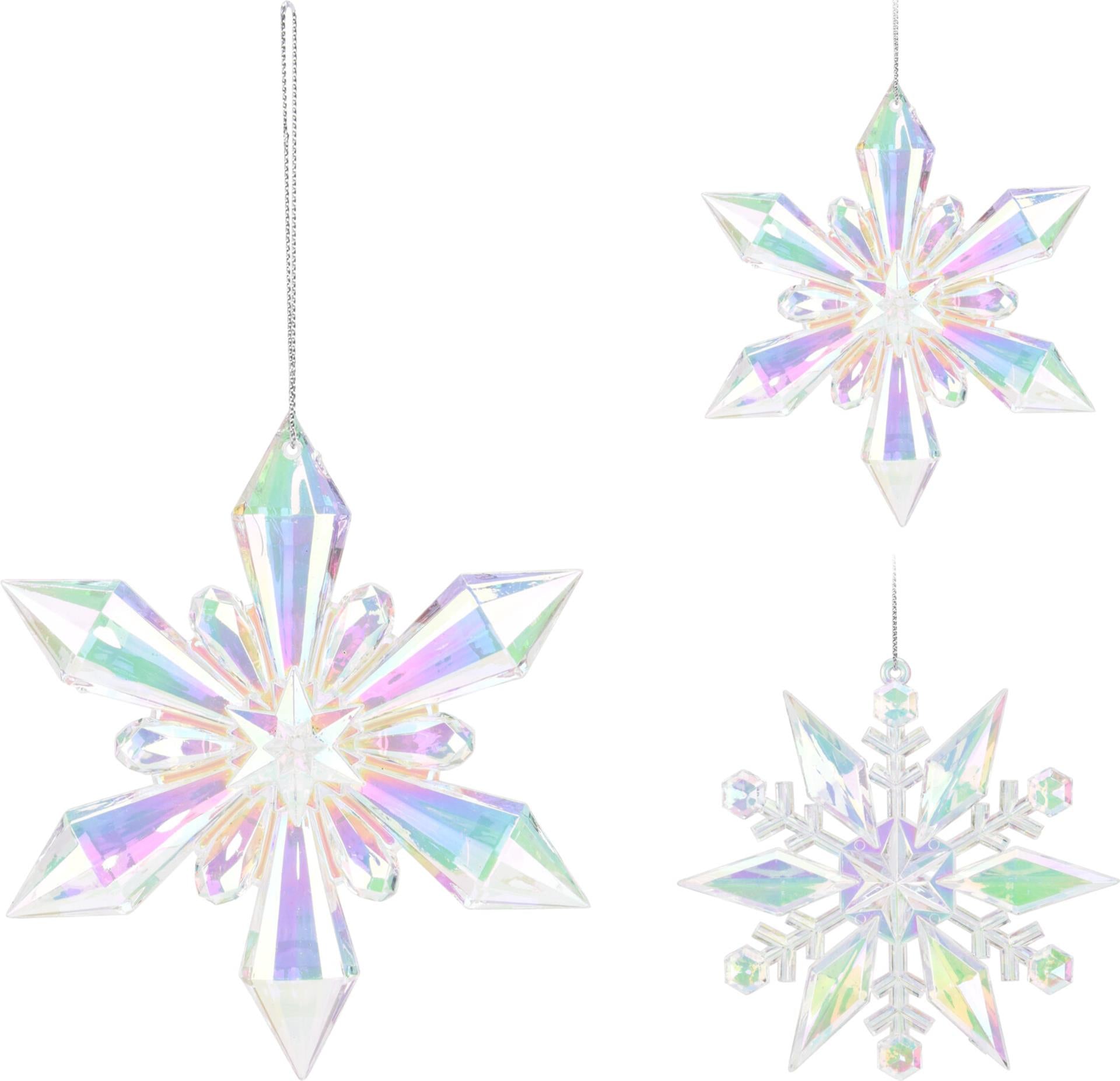 Home styling kersthanger sneeuwvlok 11cm iriserend