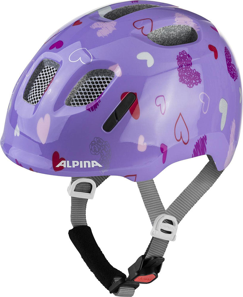 Alpina ximo 2 purple hearts gloss - kid's helmet | 49 - 54 cm