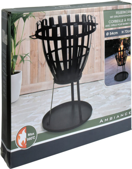 2-in1 Vuurkorf met BBQ Grill 660°C Ø 54 cm Zwart