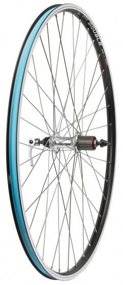 achterwiel 700C 28 inch velgrem aluminium zilver zwart