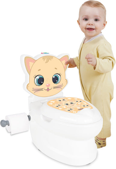 Kat educatief plaspotje wit beige