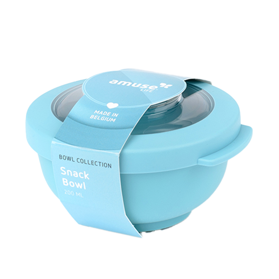 Amuse life snack bowl met deksel blauw 200ml