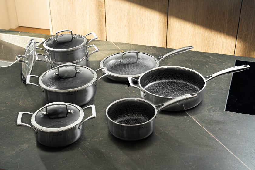 12-delige Pannenset Inductie met Honingraat Anti-aanbaklaag