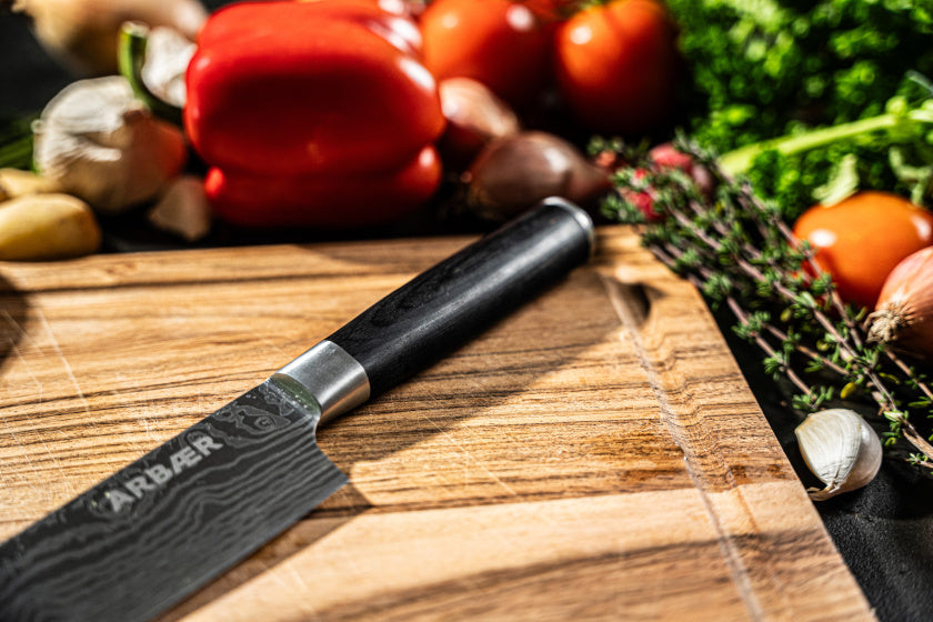 Koksmes 20 cm - Japanse Damascus Print - Pakka Houten Handvat