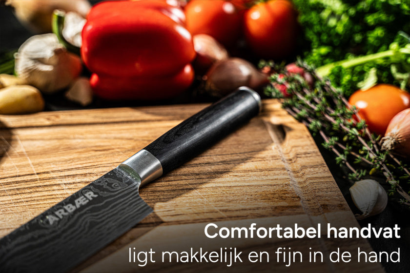 Koksmes 20 cm - Japanse Damascus Print - Pakka Houten Handvat