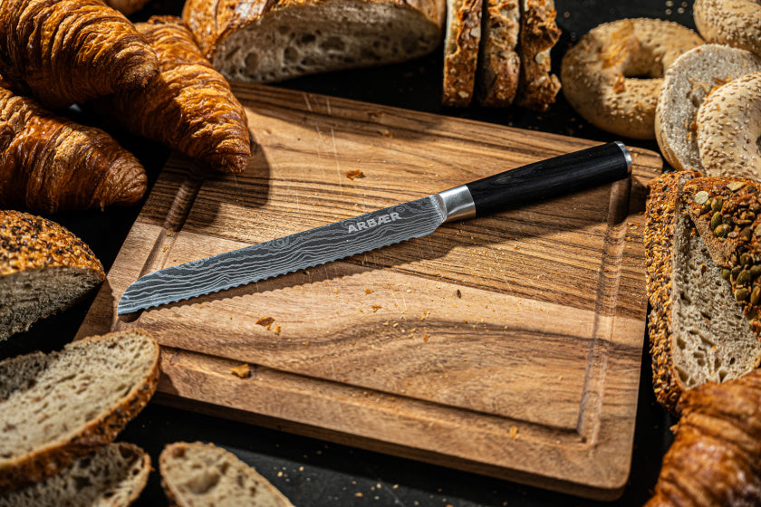 Messenset 5-delig - Japanse Damascus Print - Pakka Houten Handvat