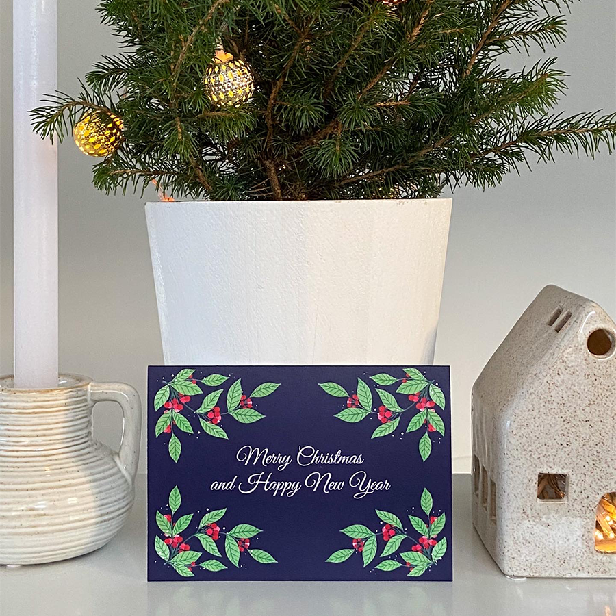 Art by andu wenskaart christmas blue