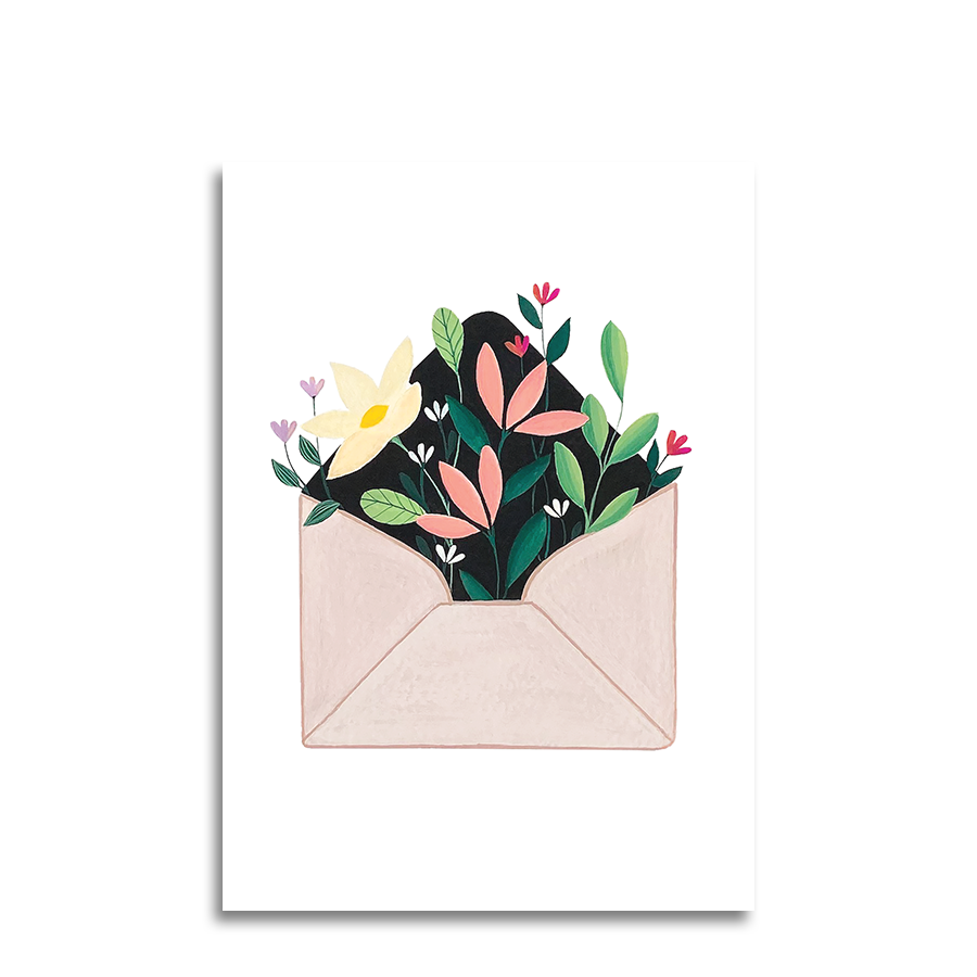 Art by andu wenskaart flower envelope