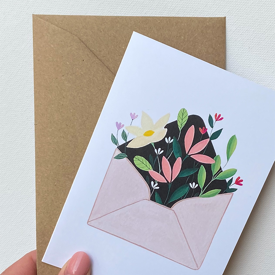 Art by andu wenskaart flower envelope
