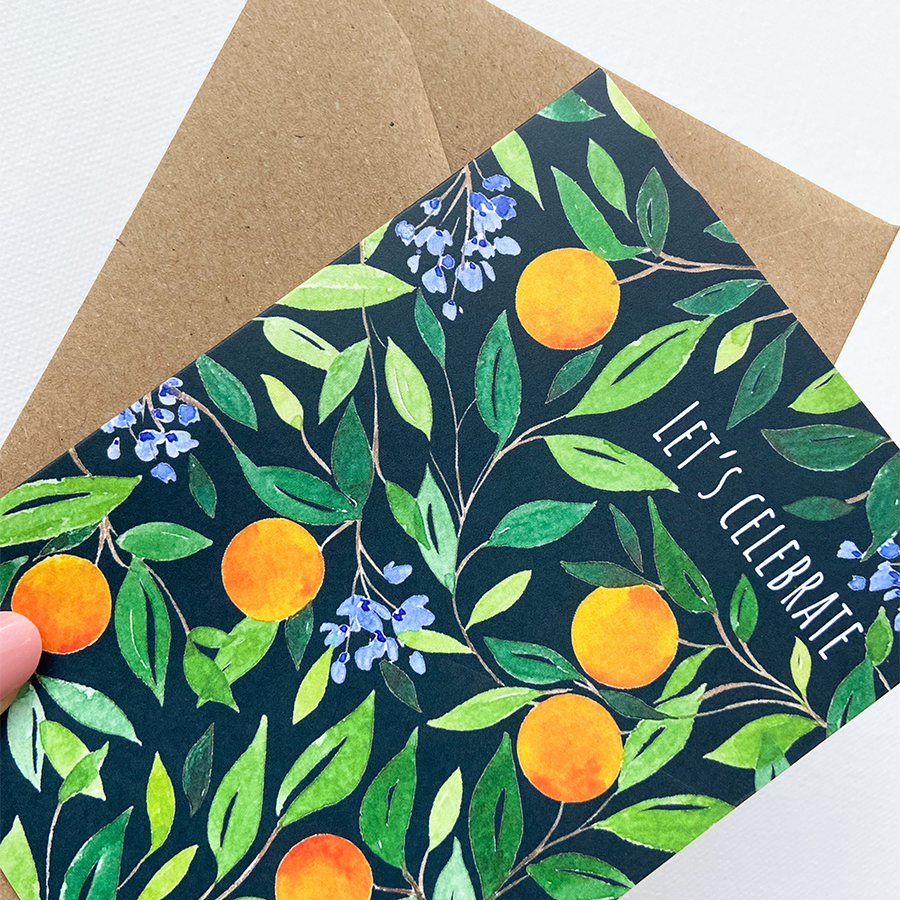 Art by andu wenskaart orange tree