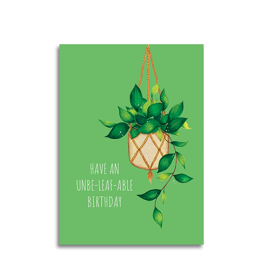 Art by andu wenskaart unbe-leaf-able birthday