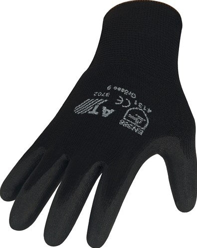 Asatex handschoen | maat 10 zwart | en 388 psa-categorie ii | nylon met polyurethaan | 12 paar - 3702 10 - 3702 10