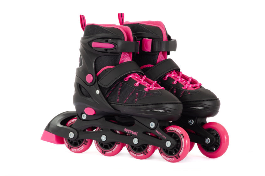 Verstelbare Inline Skates Semi-softboot Zwart Roze maat 34-37 (M)