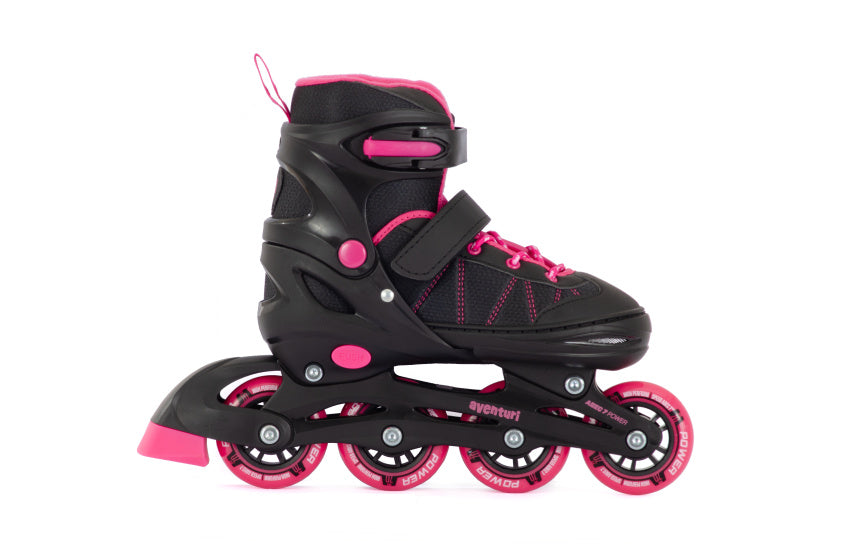 Verstelbare Inline Skates Semi-softboot Zwart Roze maat 38-41 (L)