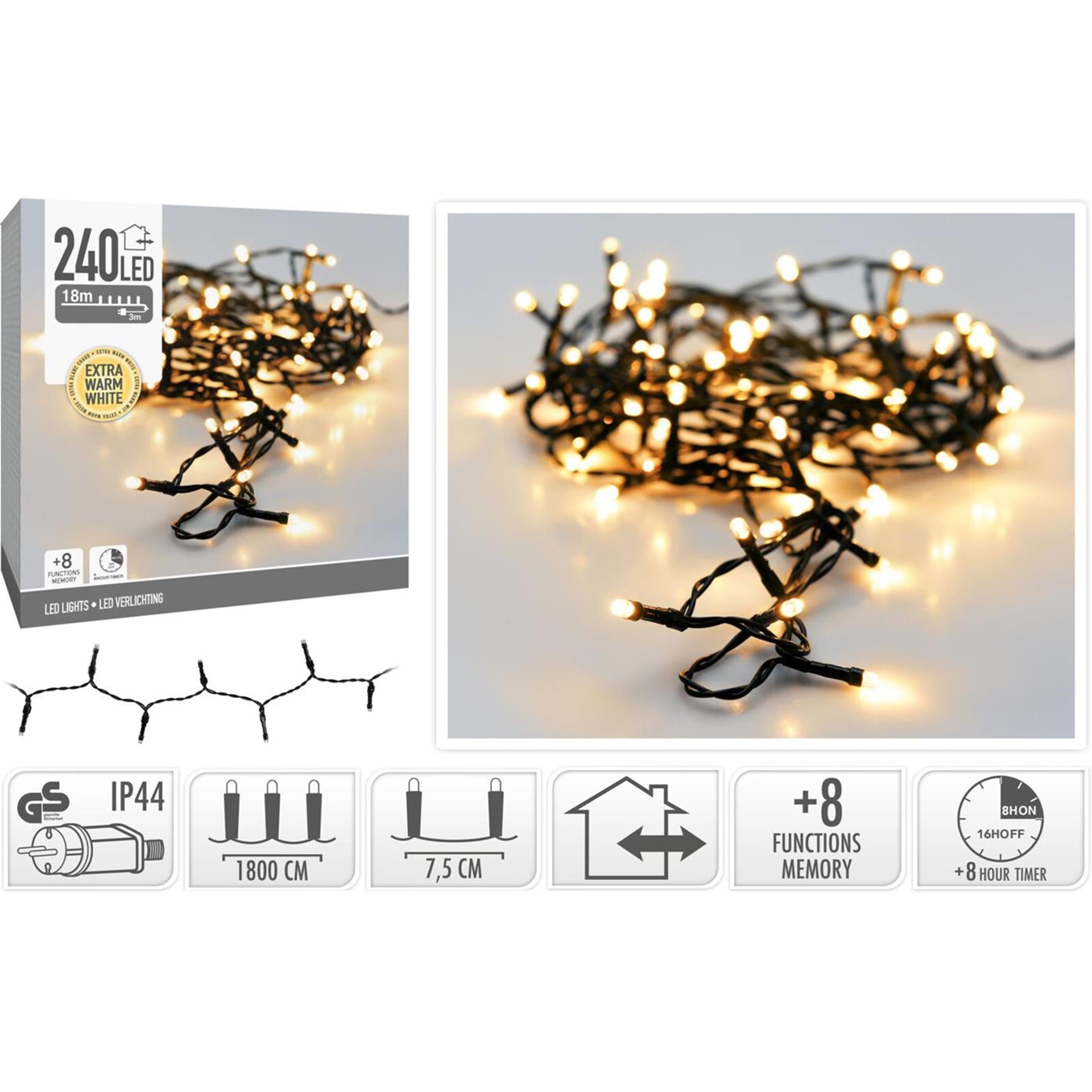 Kerstverlichting 240led extra warm wit