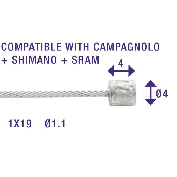 versnellingsbinnenkabel Shimano 2,25 m 1,1 mm 6472 zilver