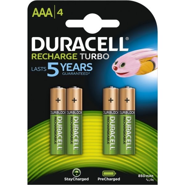 Batterie Duracell rechargeable AAA HR03 NimH 1.2V - 750 mAh (4 pièces)