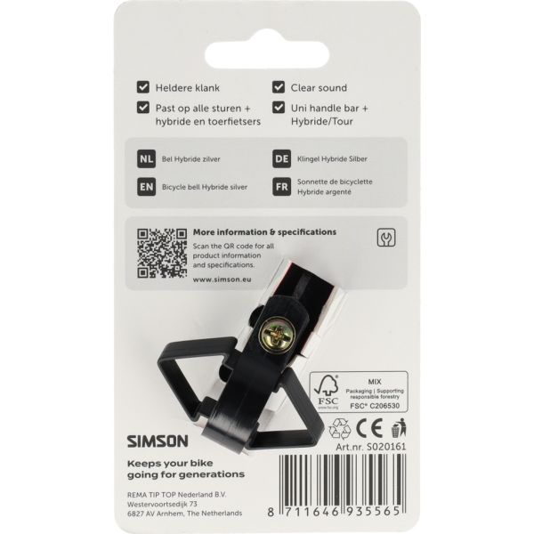 Simson bel hybride zilver
