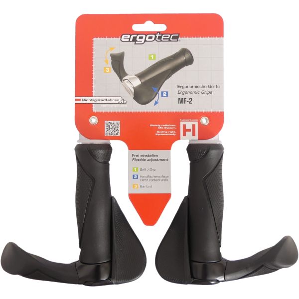 Eerste handvatpaar ergotec mf2 klein kraton aluminium 130+130 mm - zwart