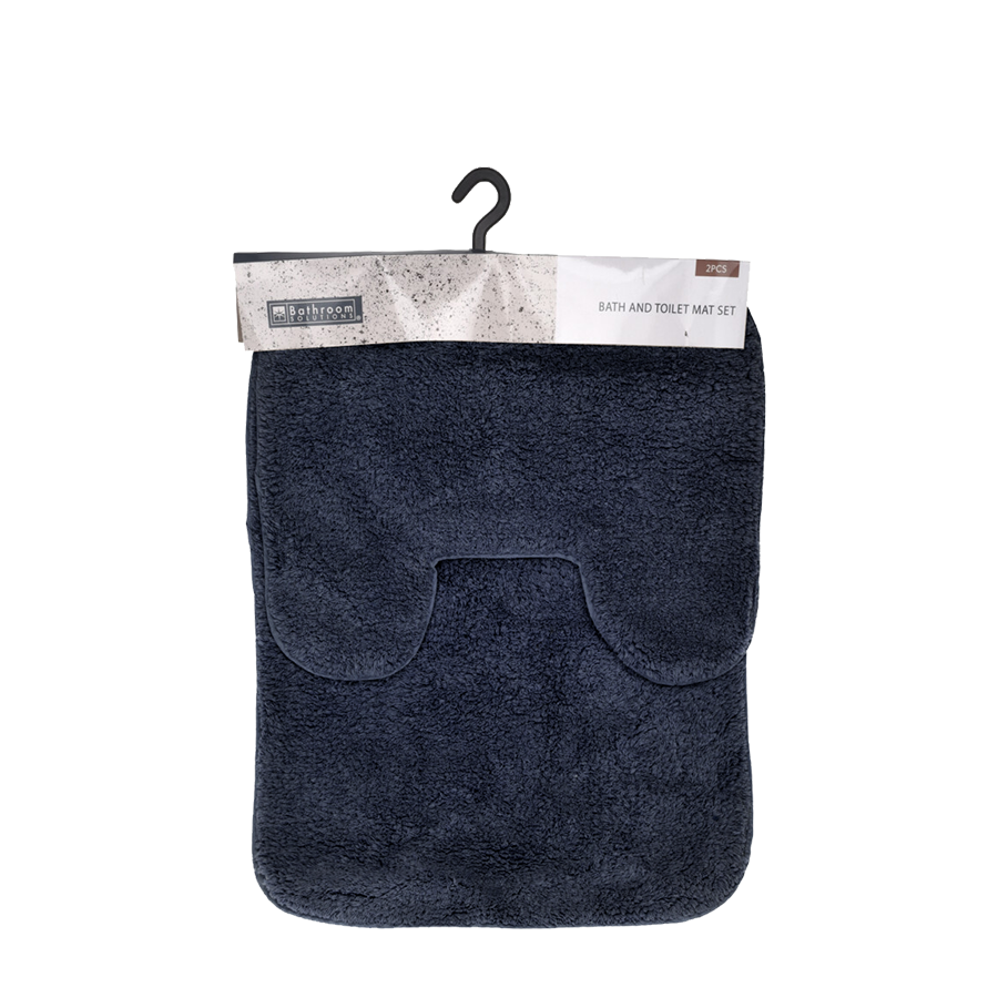 Badkamermat set donkerblauw 2-delig