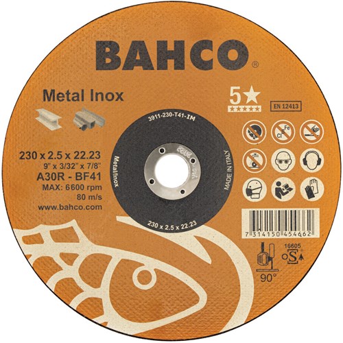 Bahco slijpschijf | voor afbramen | voor metaal en rvs | 125 x 1.0 x 22.23 mm - 3912-125-t41-im