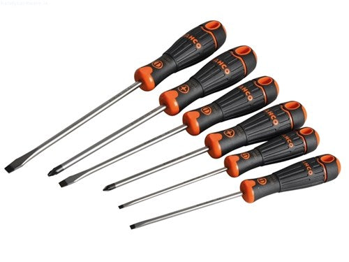 Bahco fit schroevendraaierset met rubber greep, gleuf-, pozidriv - 6-delig - b219.016