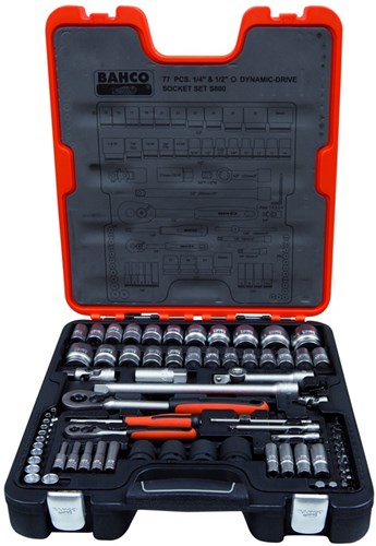 Bahco doppenset 1 4inch 1 2inch , 77 delig | s800