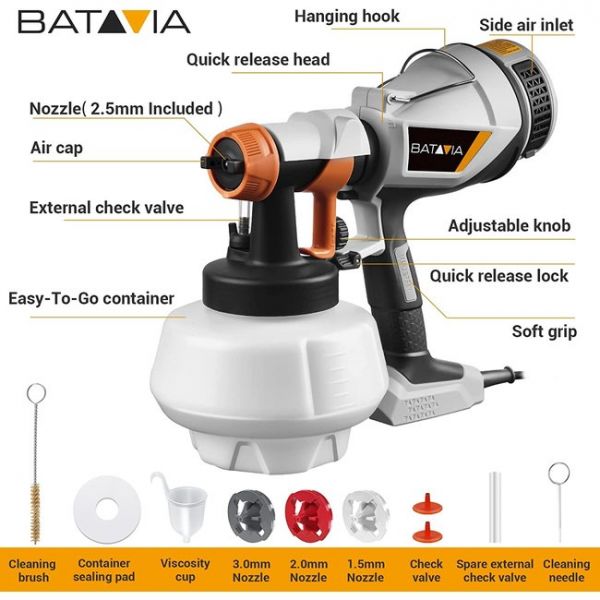 Batavia producten maxxspray 500w elektrische verfspuit hvlp