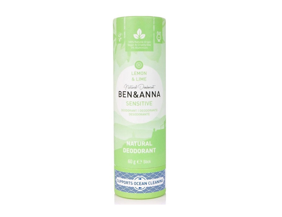 Ben anna deodorant in papieren tube - gevoelig - citroen limoen - 60 gram