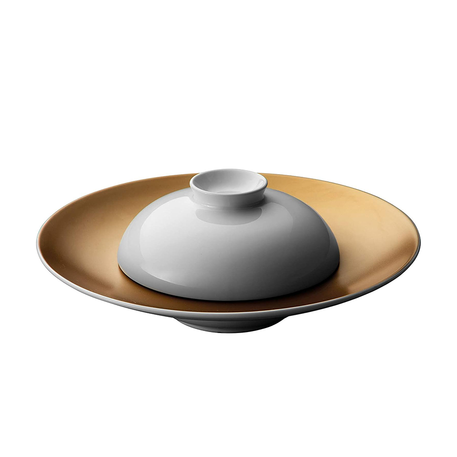 Berghoff gem presentatiebord en kom wit goud