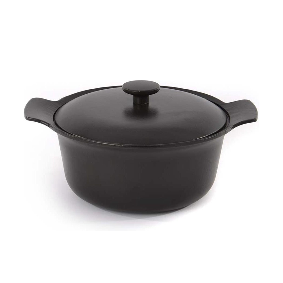 Berghoff ron kookpot met deksel gietijzer zwart ø24cm