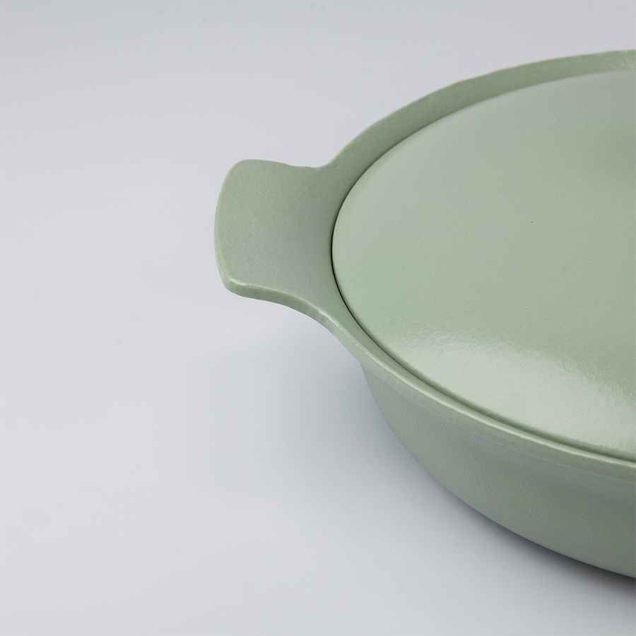 Berghoff ron sauteerpan met deksel gietijzer groen ø28cm