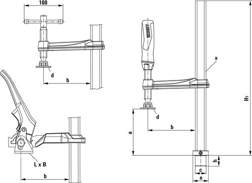BESSEY Spanelement met een enorme spandiepte TW28-30-14-2K