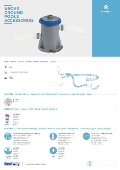 Cartridgefilterpomp 1,2 m³ u 12V Grijs