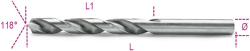 Beta spiraalboren, korte uitvoering hss volledig geslepen glimmende afwerking 412 3,50 - 004120070
