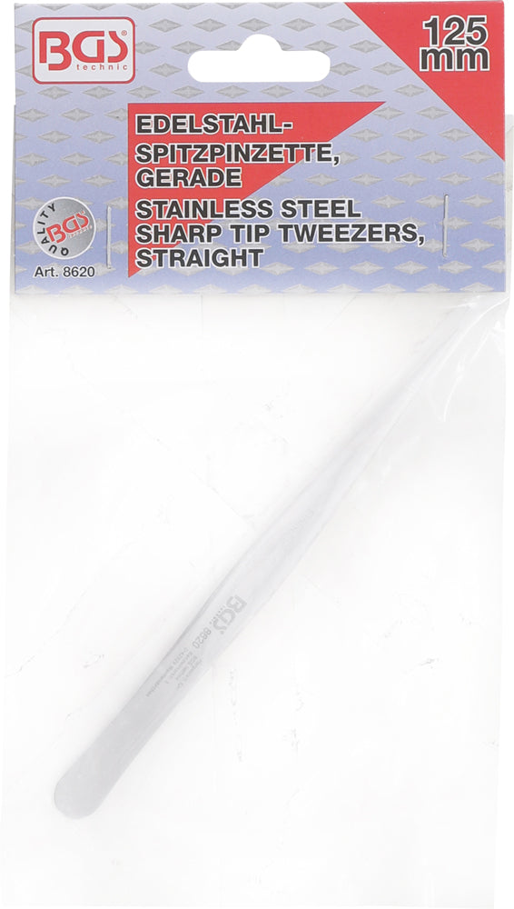 Bgs technic stainless steel sharp tip tweezers
