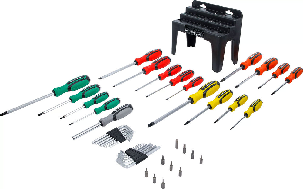 Bgs technic screwdriver set with bit assortment in a plastic stand 44-piece